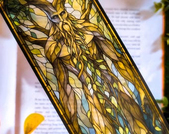 Tree Giant Stained Glass Style Bookmark: Fantasy LOTR Book Lover Gift