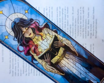 Stained Glass Style Tarot Bookmark: The Reader Card, Mystical Book Lover Gift