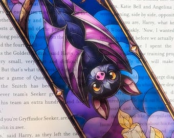 Stained Glass Bat Bookmark: Halloween, Whimsical, Transparent