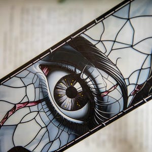 Xaden Riorson Bookmark | Stained Glass Fantasy Bookmark | Shadow Magic Gift | Transparent Book Lover | Dark Eye Art | Fourth Wing Inspired