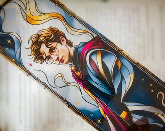 Wizard Stained Glass Style Bookmark: Magic School, Fantasy Book Lover Gift