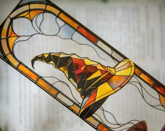 Stained Glass Style Wizard Sorting Hat Bookmark: Fantasy Book Lover Gift