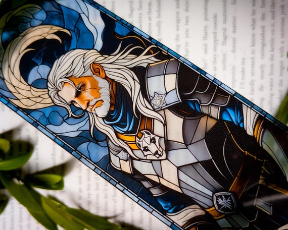 Stained Glass Style Bookmark Fantasy Warrior: Handmade, Geralt of Rivia