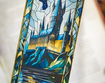 Bokmärke för magiskt slott i målat glas: Gåva för fantasybokälskare