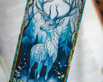 Stained Glass Style Tranparent Stag Bookmark: Fantasy Book Lover Gift