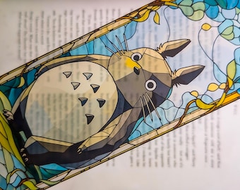 Anime Stained Glass Style Bookmark: Totoro inspired