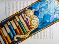 Stained Glass Style Kitten Bookmark: Whimsical Bookworm Gift product logo