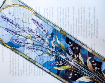Floral Stained Glass Style Bookmark: Lily, Tulip, Poppy