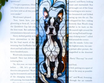 Boston Terrier Stained Glass Style Bookmark: Dog Lover Gift