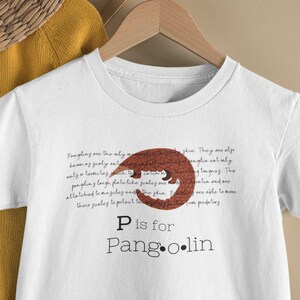 P is for Pangolin Shirt,  A-Z Animal Alphabet Tee, Educational ABC Kids Shirt XS-XL, Back to School Shirt, Kids Alphabet Tee
