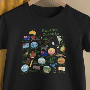 Explore Oceania Geography Alphabet Shirt, Kid&#39;s Oceania Geography Shirt, Kid&#39;s Alphabet Shirt, Kid&#39;s Geography Alphabet, Oceania Alphabet