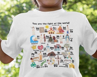 Bible Alphabet Toddler Shirt, Kids Bible ABC Shirt, Kids Christian Shirt, Christian Toddler Shirt, Toddler Jesus Tshirt, Toddler Easter Tee