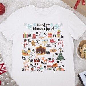 Winter Wonderland Holiday Alphabet Tee, Kid&#39;s Winter Alphabet Shirt, Kid&#39;s Christmas Shirt, Holiday ABC Shirt, Christmas Alphabet Shirt