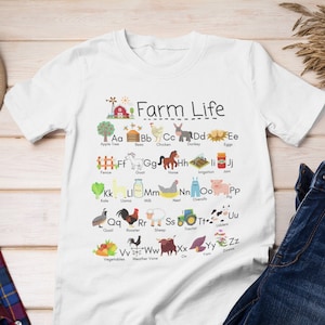 Farm Alphabet Shirt for Adults On the Farm ABC Tee A-Z Farm Animal T-shirt Teacher Pumpkin Patch Shirt Teacher Harvest Shirt Farm Life Shirt