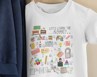 Back to School Alphabet Tee, Kindergarten Shirt, Preschool shirt, Toddler ABC Shirt, Alphabet shirt, ABC Shirt, A-Z Toddler Tee