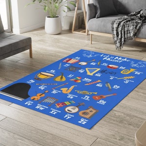 Music Alphabet Classroom Rug, Kids&#39; Music ABC Rug, Musical Instruments Alphabet Rug, Music Class Alphabet Rug, Elementary Music ABC Rug