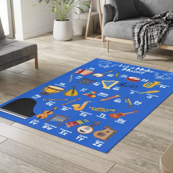 Music Alphabet Classroom Rug, Kids' Music ABC Rug, Musical Instruments Alphabet Rug, Music Class Alphabet Rug, Elementary Music ABC Rug