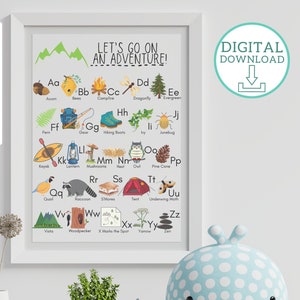 Adventure Alphabet, Outdoor Adventure ABC Print, PRINTABLE Wall Art, ABC Digital Download, Alphabet Art, Kids Room Decor, Classroom Alphabet
