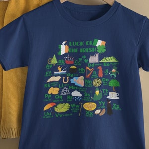 Luck of the Irish St. Patrick&#39;s Day Irish Alphabet Shirt, Kid&#39;s St. Patrick&#39;s Day Tee, Irish ABC Shirt, St. Patrick&#39;s Day Ireland ABC Tee