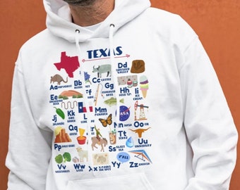 Texas Alphabet Hoodie, Texas Teacher Sweatshirt, Texas A-Z Shirt, Visit Texas Family Vacation Shirt, Texas Travel Hoodie