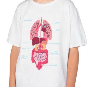 Camiseta Infantil "Veja o Interior do Meu Corpo", Camiseta Infantil com Tema de Ciências e Órgãos do Corpo, Camiseta Infantil com Tema de Anatomia e Órgãos do Corpo imagem 2
