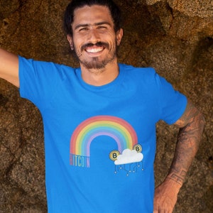 Rainbow Bitcoin Retro Cryptocurrency Unisex Jersey Short Sleeve Tee Shirt