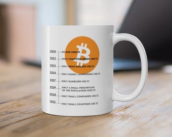 Bitcoin Timeline History of Bitcoin Funny Bitcoin Cryptocurrency Ceramic Mug 11oz