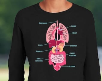In meinem Körper Kinder Langarm-Shirt, Körperorgane Wissenschaft Langarm-Shirt für Kinder, Look Inside My Body Anatomy Langarm-T-Shirt