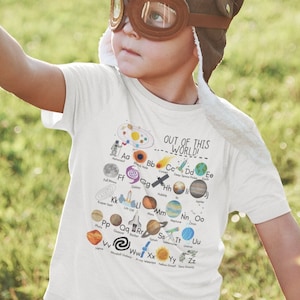 Out of this World Toddler Space Alphabet Shirt, A-Z Space Toddler T-shirt, Space ABC Shirt for Toddlers, Planets ABC Shirt, Science ABC Tee