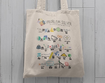 Bolsa de mano para profesores de matemáticas, bolsa de mano para resolver problemas de matemáticas, bolsa de mano con el alfabeto de matemáticas, bolsa de mano para profesores de matemáticas ABC, regalo de regreso a la escuela para profesores de matemáticas