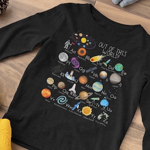 Out of this World Space Alphabet Toddler Long Sleeve Shirt, Toddler A-Z Space Shirt, Space Alphabet Shirt, Planets Alphabet Shirt
