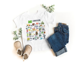 Oregon Alphabet Shirt, Oregon Toddler Tshirt, Oregon A-Z Alphabet Shirt for Toddlers, Visit Oregon Family Vacation Shirt, Oregon Travel Tee