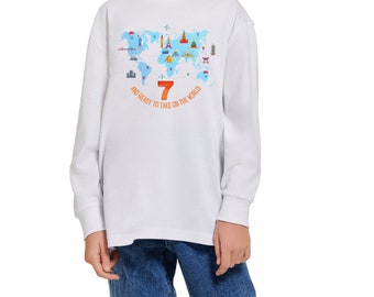 Kids Personalized Geography Birthday Shirt Countries of the World Personalized Birthday Shirt for Kids Geography Age Long Sleeve Shirt