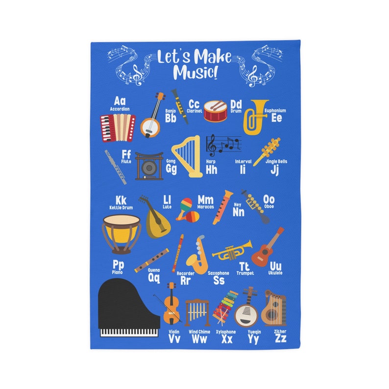 Music Alphabet Classroom Rug, Kids' Music ABC Rug, Musical Instruments Alphabet Rug, Music Class Alphabet Rug, Elementary Music ABC Rug image 2