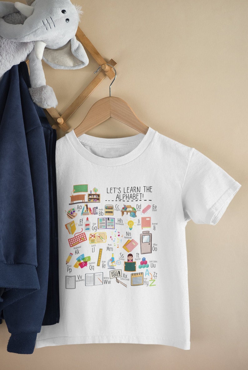Back to School Alphabet Tee, Kindergarten Shirt, Preschool shirt, Toddler ABC Shirt, Alphabet shirt, ABC Shirt, A-Z Toddler Tee image 1