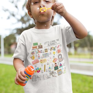 Back to School Alphabet Tee, Kindergarten Shirt, Preschool shirt, Toddler ABC Shirt, Alphabet shirt, ABC Shirt, A-Z Toddler Tee image 2