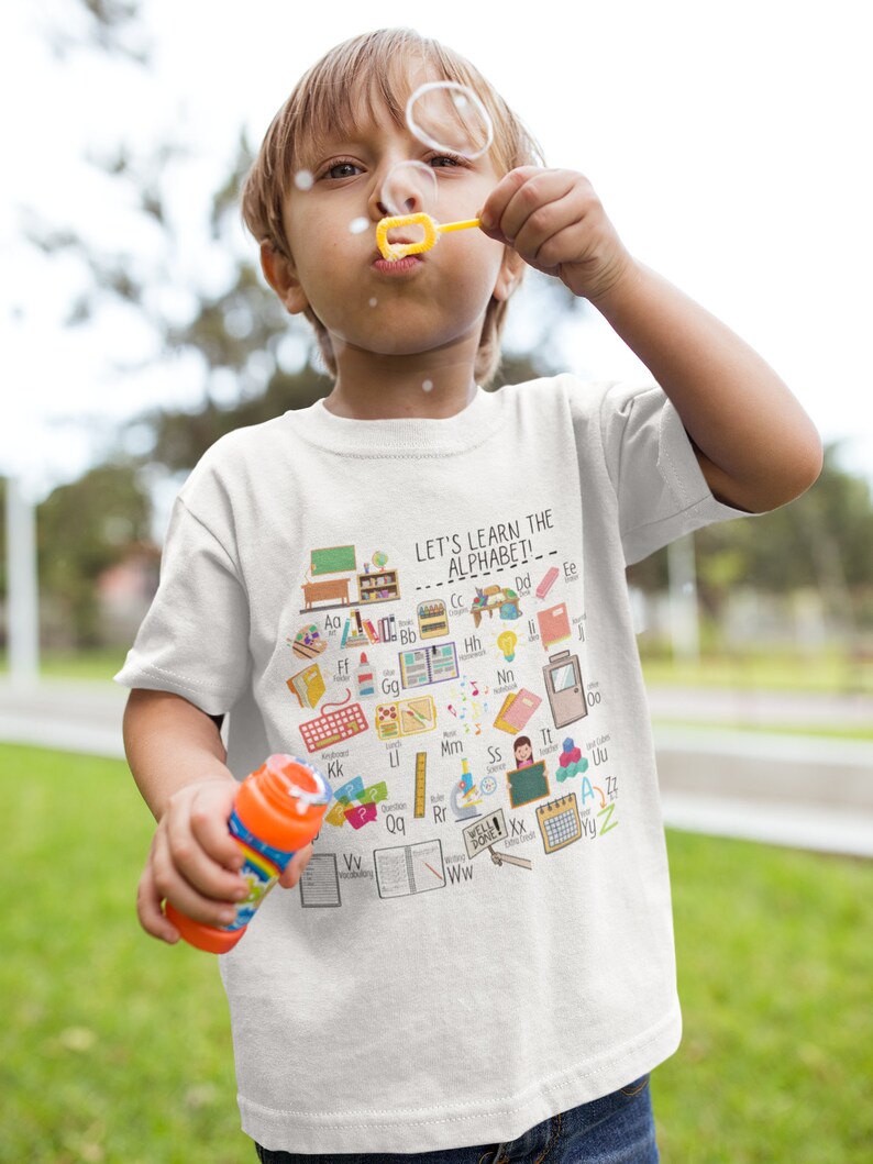Back to School Alphabet Tee, Kindergarten Shirt, Preschool shirt, Toddler ABC Shirt, Alphabet shirt, ABC Shirt, A-Z Toddler Tee image 2