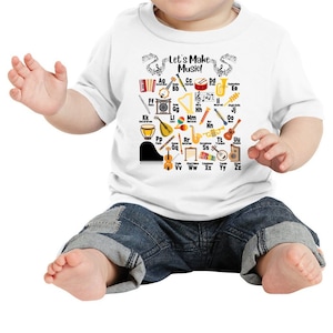 Let&#39;s Make Music Music Alphabet Infant Toddler ABC Shirt, Music ABC Tee for Baby, Musical Instrument Shirt for Infant, ABC Shirt