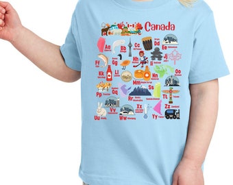 Canada Geography Alphabet Shirt, Toddler Canada Geography ABC Shirt, Toddler Canadian Alphabet Shirt, Canadian Travel Lover Gift