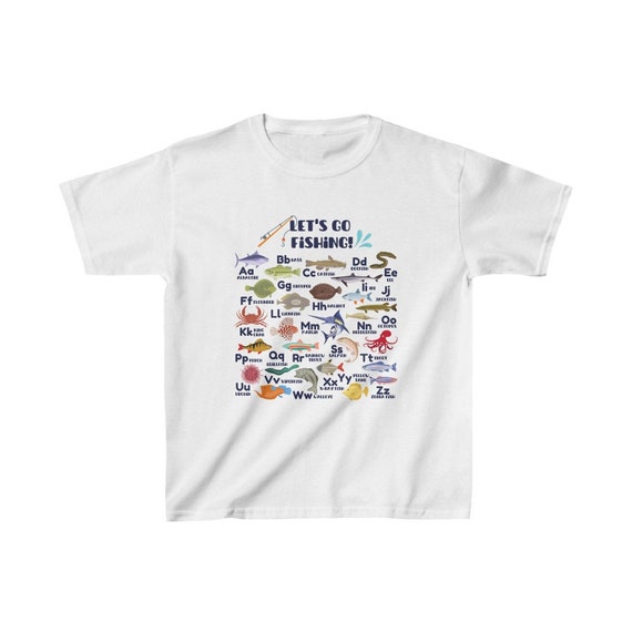 Let's Go Fishing! Fish Alphabet Shirt for Kids, Kids Fishing ABC Shirt, Father's Day Fishing Shirt for Kids, Fishing Lover Tee for Kids