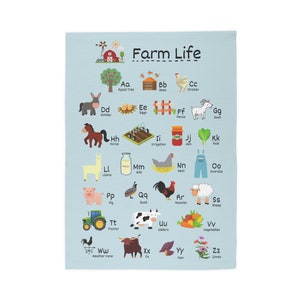 Farm Alphabet Kids Room Throw Rug, Farm Life ABC Rug for Classroom, Farm Alphabet ABC Rug for Nursery, Farm Theme Kids Rug, Kindergarten Rug image 7