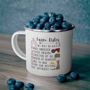 Farm Rules Rules to Live By on the Farm Farmer Rules 12 oz camp mug