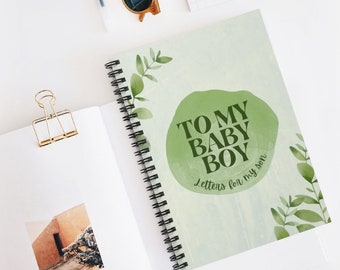 Diário de cartas para meu bebê menino, chá de bebê, presente para nova mãe, plantas em aquarela, cartas para meu filho