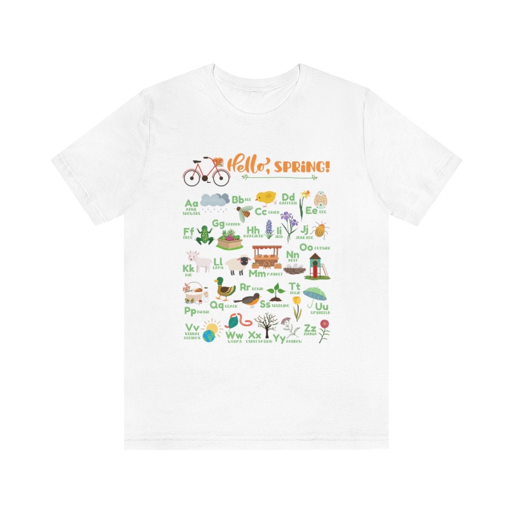 Hello Spring Alphabet Shirt, Teacher Spring ABC Shirt, Teacher Alphabet ...