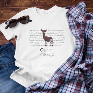 O is for Okapi A-Z Animal Alphabet Educational ABC Adult Shirt, Okapi Shirt