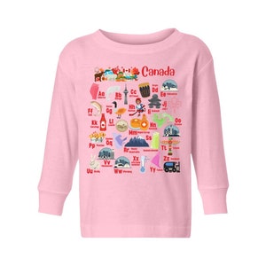 Canada Geography Alphabet Long Sleeve Shirt, Toddler Canada Geography ABC Long Sleeve Shirt, Toddler Canadian Alphabet Shirt, I Love Canada image 3