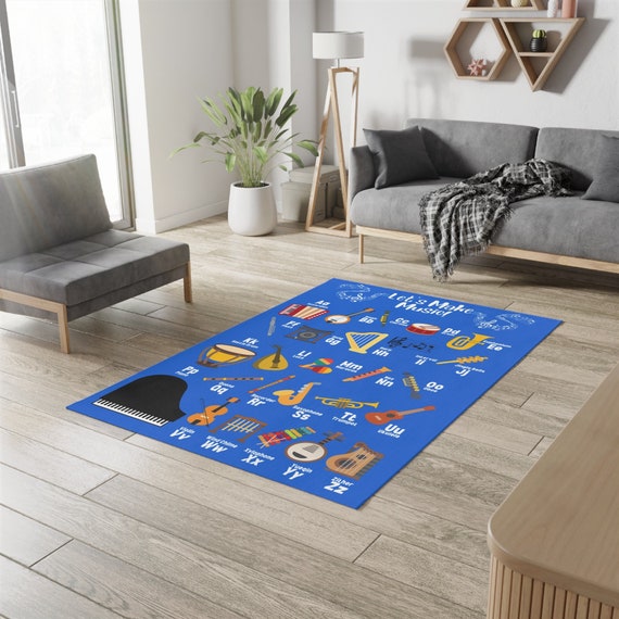 Music Alphabet Classroom Rug, Kids' Music ABC Rug, Musical Instruments Alphabet Rug, Music Class Alphabet Rug, Elementary Music ABC Rug