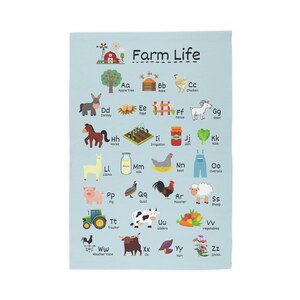 Farm Alphabet Kids Room Throw Rug, Farm Life ABC Rug for Classroom, Farm Alphabet ABC Rug for Nursery, Farm Theme Kids Rug, Kindergarten Rug image 2