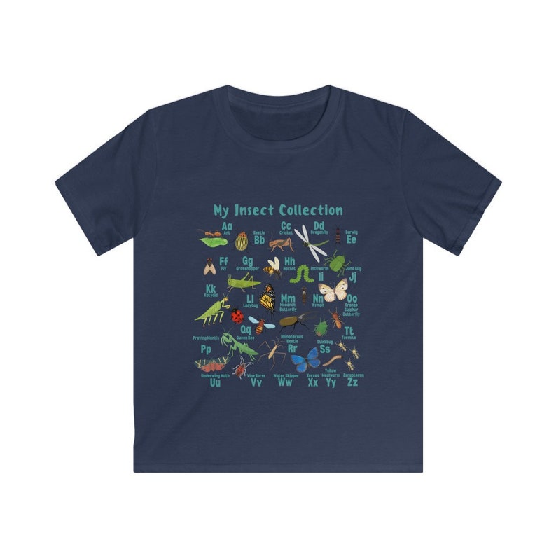 Kinderen Bug alfabet shirt, mijn Bug collectie Tee, insect alfabet tshirt, Kid's Bug ABC shirt, Kid's terug naar school alfabet T-shirt, bug shirt afbeelding 2