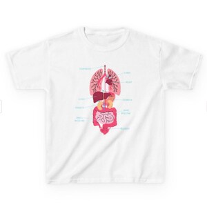Camiseta Infantil "Veja o Interior do Meu Corpo", Camiseta Infantil com Tema de Ciências e Órgãos do Corpo, Camiseta Infantil com Tema de Anatomia e Órgãos do Corpo imagem 3